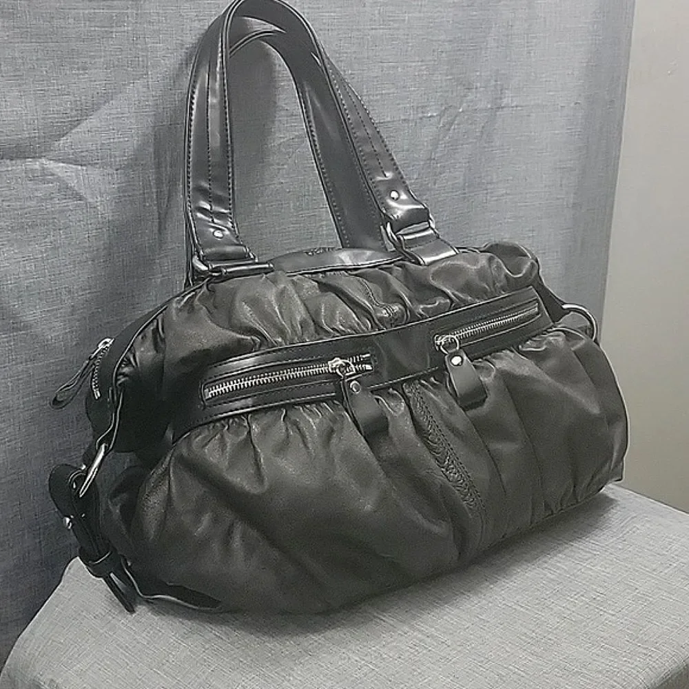 Desmo Made in Italy black Soft leather Shoulder Bag, Slouch Hobo Silver Hardware